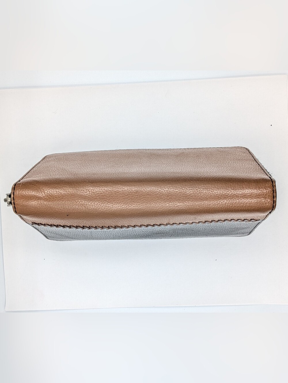 Coach Accordion Wallet Black Brown Pebble Leather Whipstitch Zip Around F58105 - Picture 7 of 16